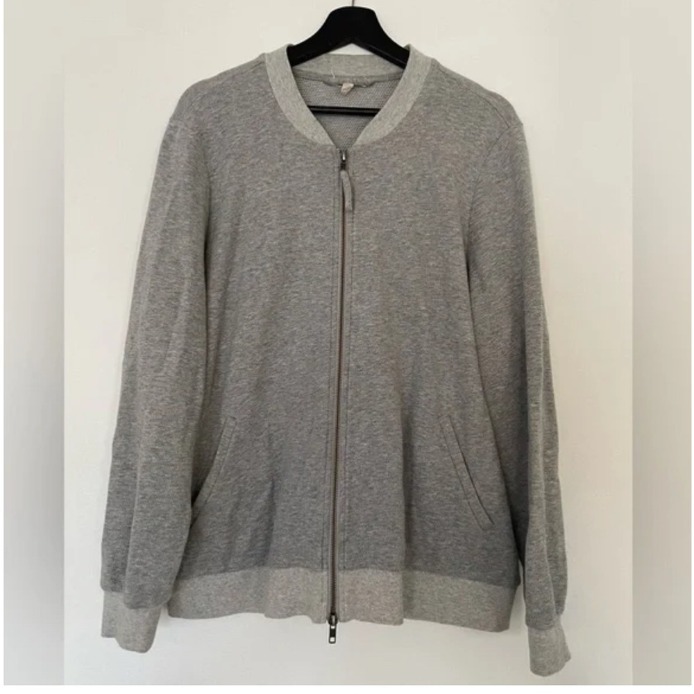 EILEEN FISHER Gray 100% Organic Cotton Knit 2-Way Zip Bomber Jacket size 1X - Picture 6 of 14